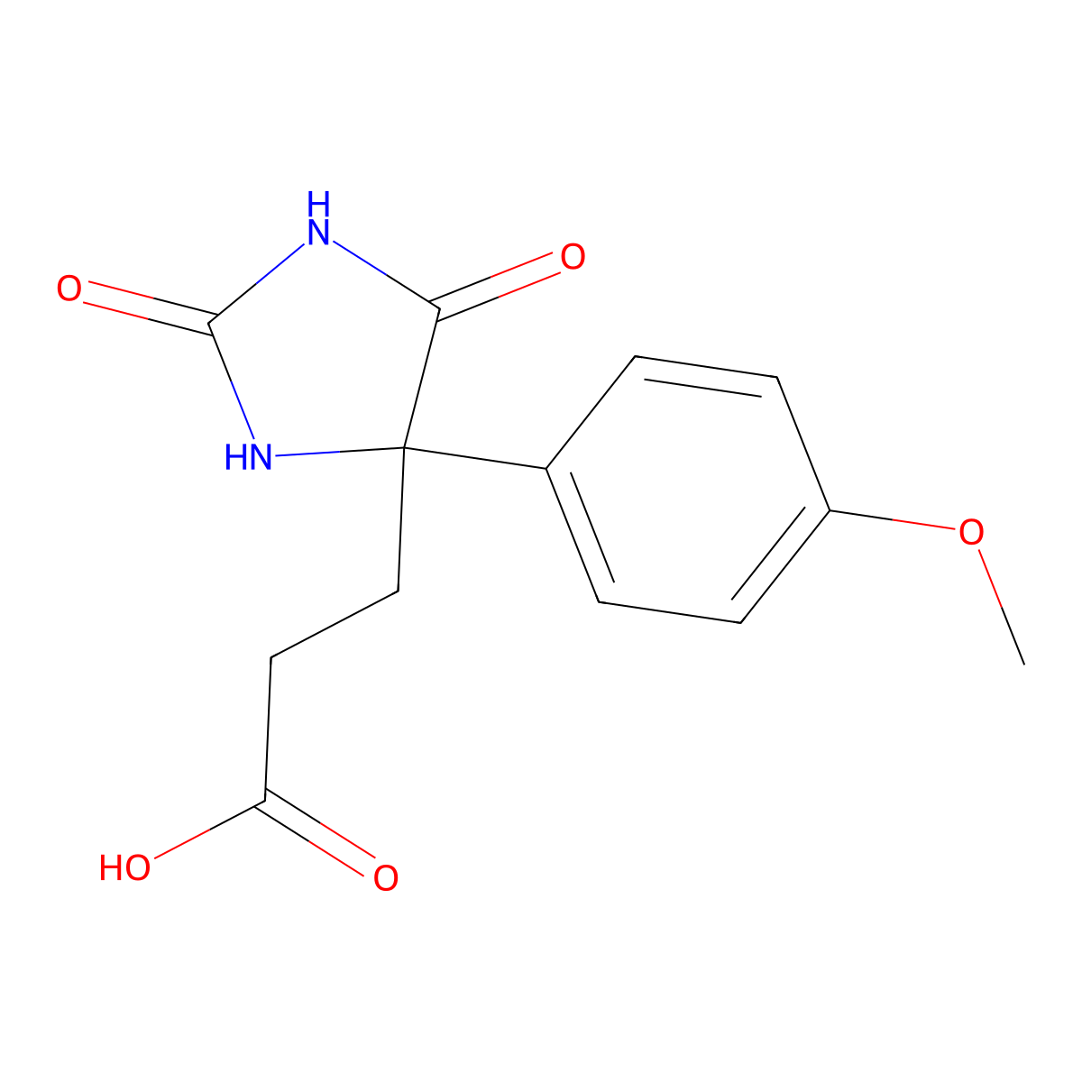 3-[4-(4-Methoxyphenyl)-2,5-dioxoimidazolidin-4-yl]propanoic acid molecular structure, CAS 30741-78-7
