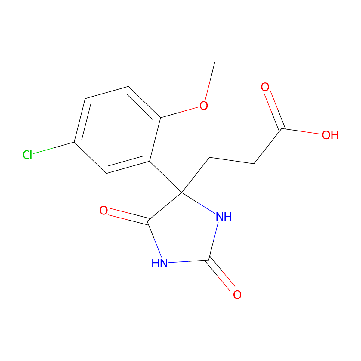 3-[4-(5-Chloro-2-methoxyphenyl)-2,5-dioxoimidazolidin-4-yl]propanoic acid molecular structure, CAS 30741-87-8