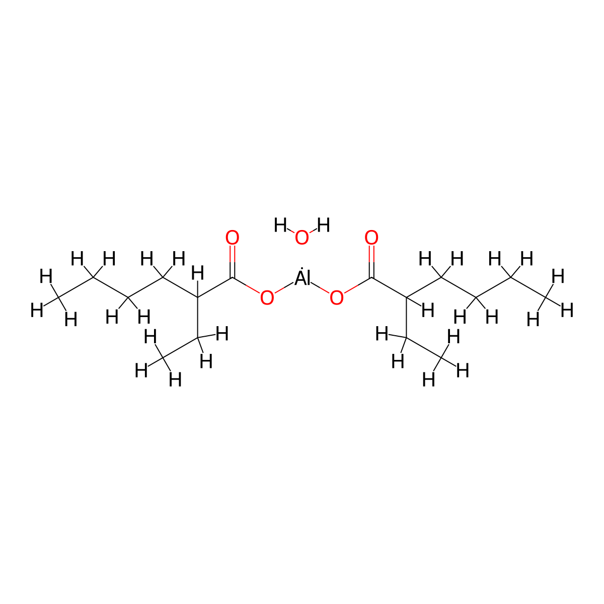 Bis(2-ethylhexanoato)hydroxyaluminum molecular structure, CAS 30745-55-2