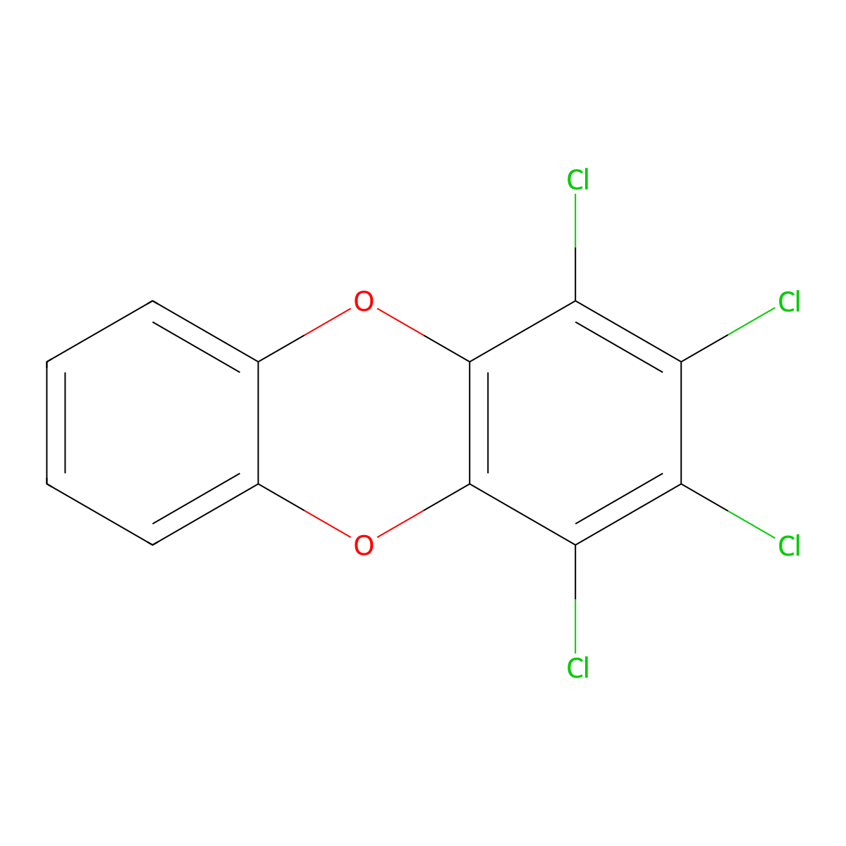 1,2,3,4-Tetrachlorodibenzo-P-dioxin molecular structure, CAS 30746-58-8