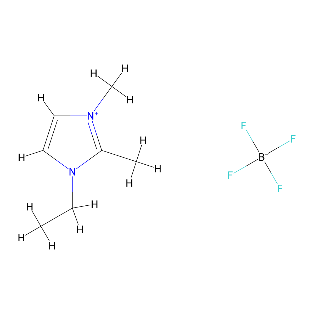 1-Ethyl-2,3-dimethylimidazolium tetrafluoroborate molecular structure, CAS 307492-75-7