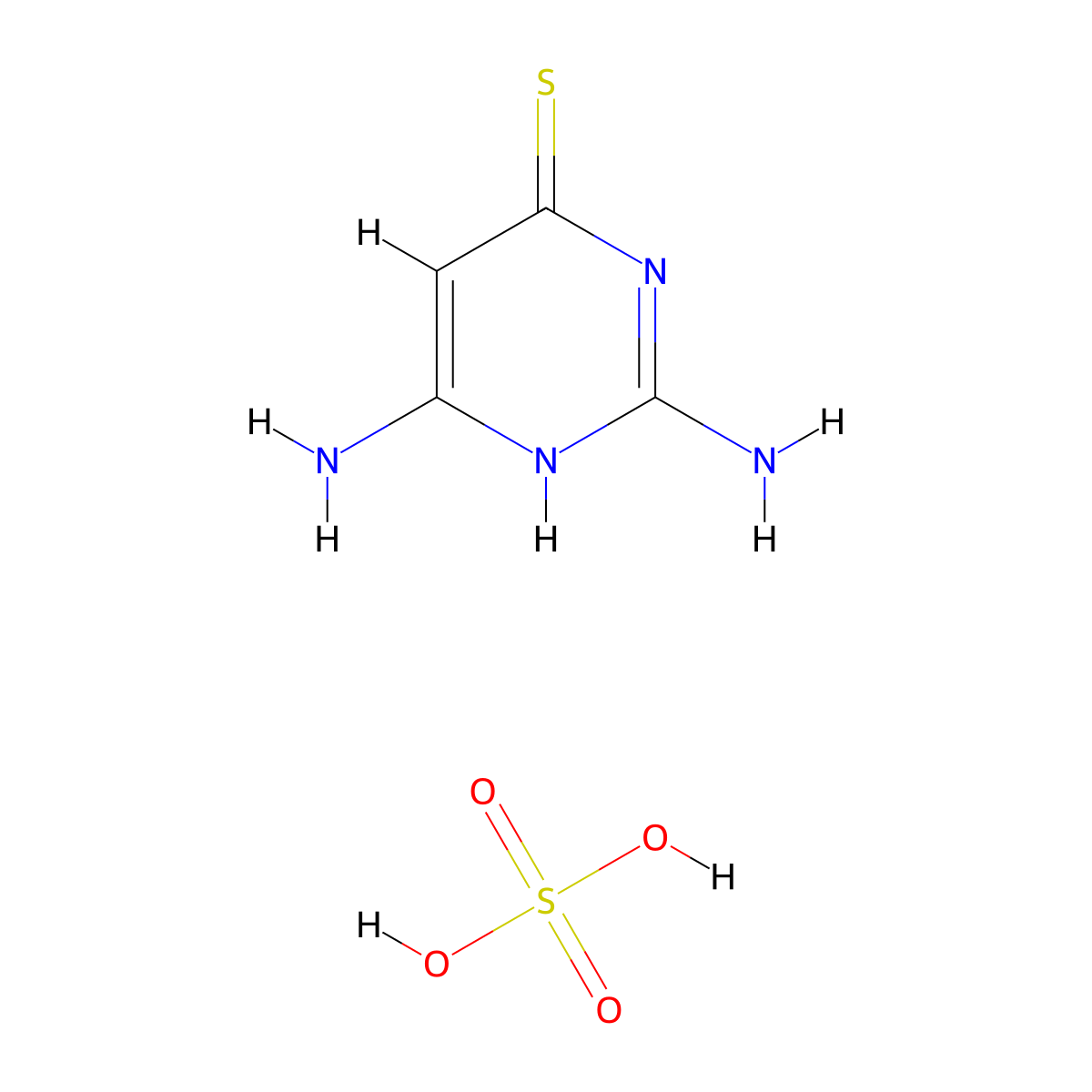 2,4-diamino-6-mercaptopyrimidine sulfate salt molecular structure, CAS 307496-37-3
