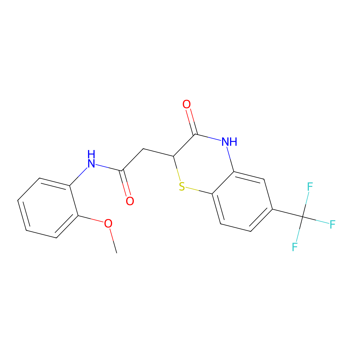 N-(2-methoxyphenyl)-2-[3-oxo-6-(trifluoromethyl)-3,4-dihydro-2H-1,4-benzothiazin-2-yl]acetamide molecular structure, CAS 307504-60-5