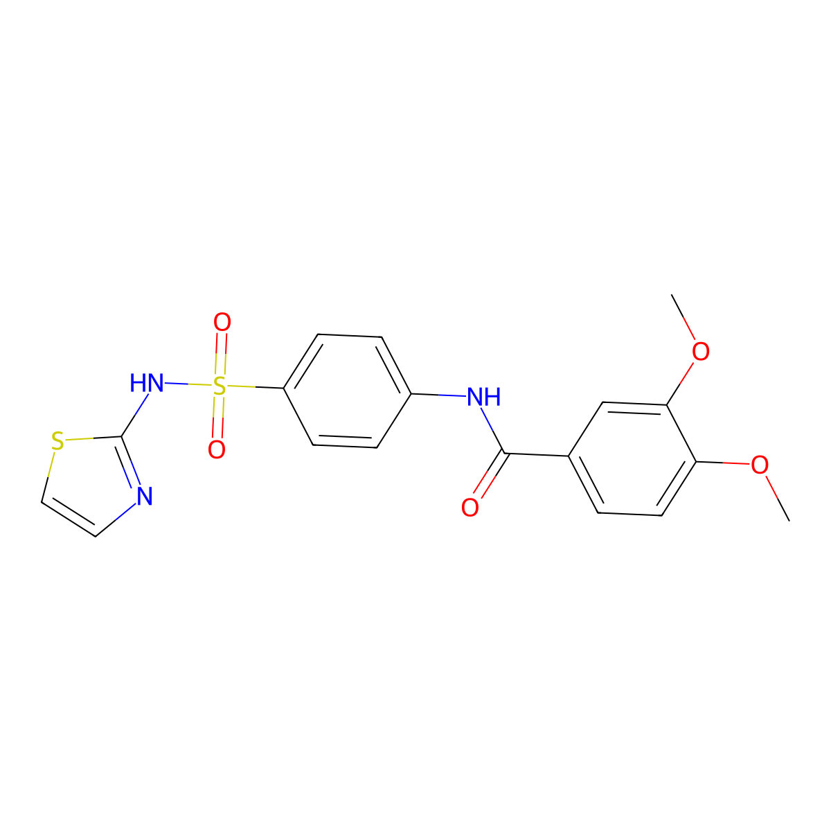3,4-dimethoxy-N-{4-[(1,3-thiazol-2-ylamino)sulfonyl]phenyl}benzamide molecular structure, CAS 307505-00-6