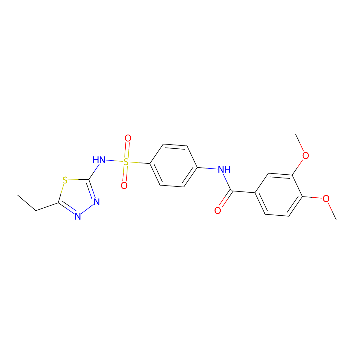 N-[4-[(5-ethyl-1,3,4-thiadiazol-2-yl)sulfamoyl]phenyl]-3,4-dimethoxybenzamide molecular structure, CAS 307505-02-8