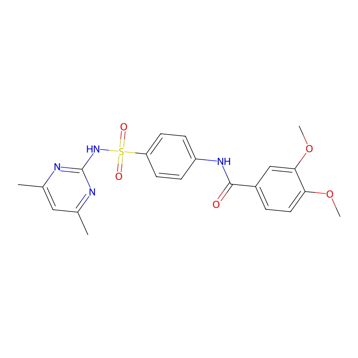 N-[4-(4,6-Dimethyl-pyrimidin-2-ylsulfamoyl)-phenyl]-3,4-dimethoxy-benzamide molecular structure, CAS 307505-08-4