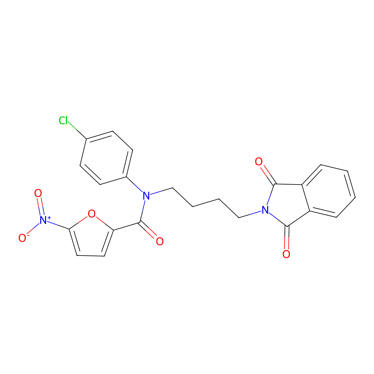 N-(4-chlorophenyl)-N-(4-(1,3-dioxoisoindolin-2-yl)butyl)-5-nitrofuran-2-carboxamide molecular structure, CAS 307505-12-0
