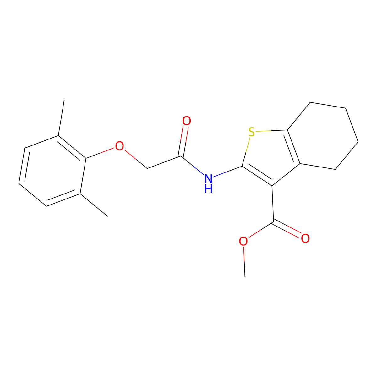 Methyl 2-{[(2,6-dimethylphenoxy)acetyl]amino}-4,5,6,7-tetrahydro-1-benzothiophene-3-carboxylate molecular structure, CAS 307505-52-8
