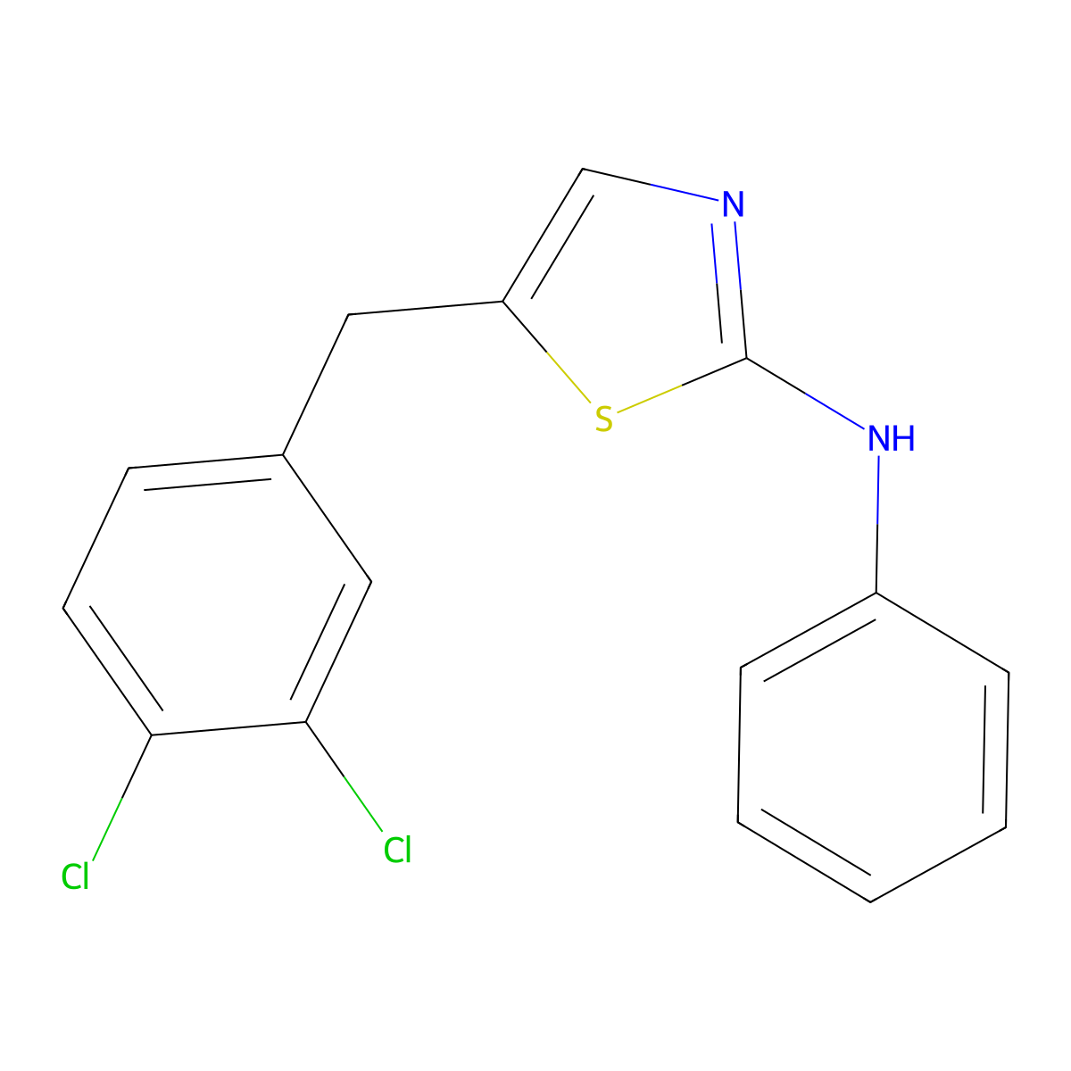 5-[(3,4-dichlorophenyl)methyl]-N-phenyl-1,3-thiazol-2-amine molecular structure, CAS 307505-94-8