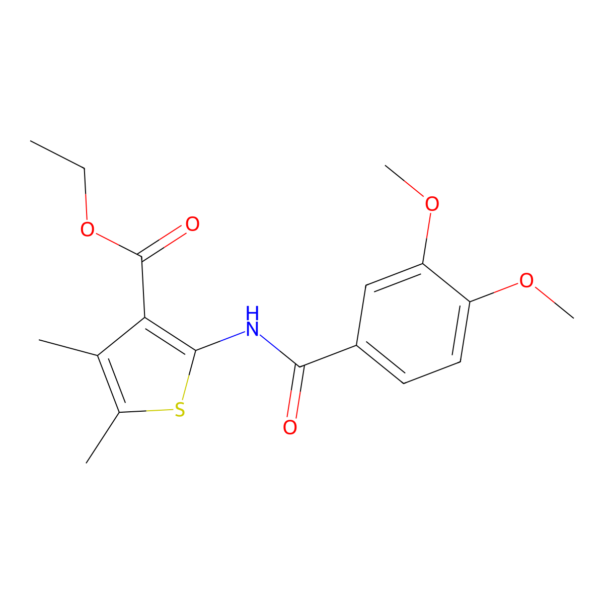 Ethyl 2-(3,4-dimethoxybenzamido)-4,5-dimethylthiophene-3-carboxylate molecular structure, CAS 307506-29-2