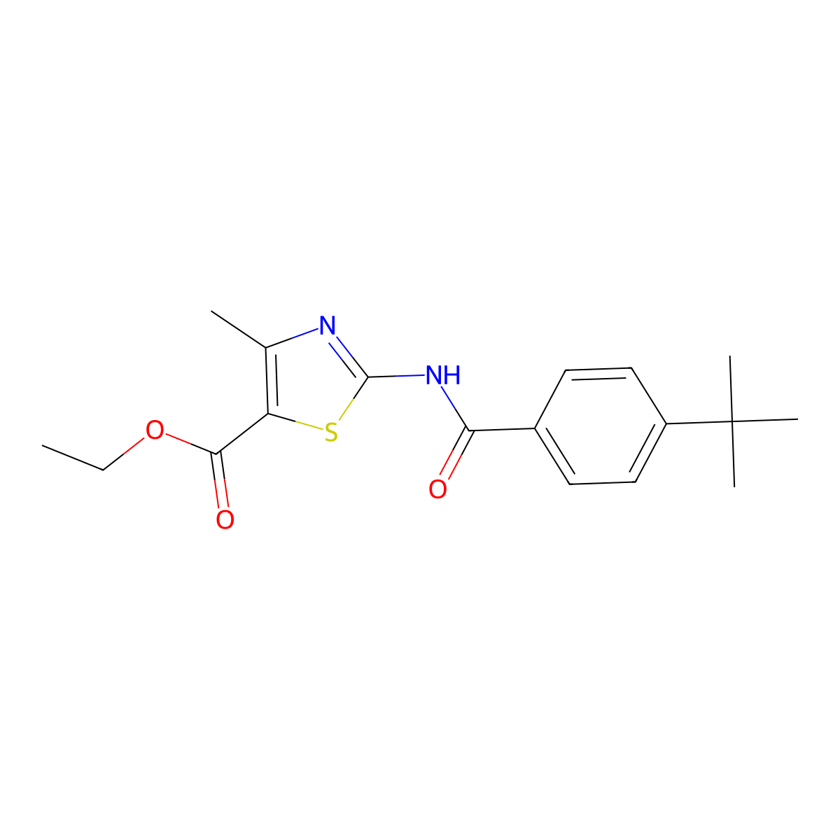 Ethyl 2-[(4-tert-butylbenzoyl)amino]-4-methyl-1,3-thiazole-5-carboxylate molecular structure, CAS 307506-79-2