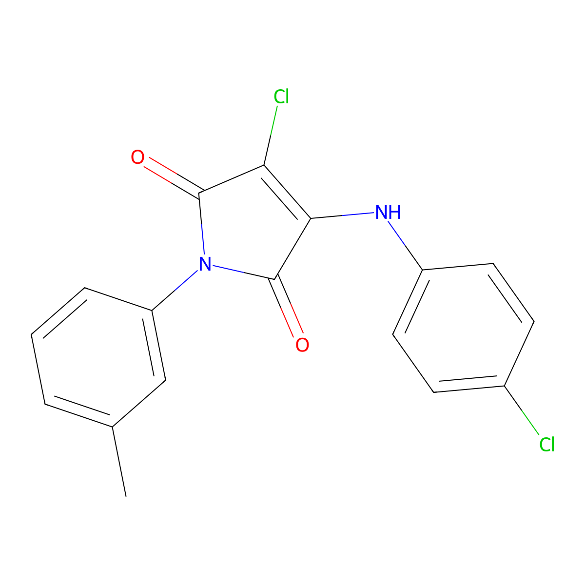 3-chloro-4-(4-chloroanilino)-1-(3-methylphenyl)-1H-pyrrole-2,5-dione molecular structure, CAS 307506-85-0