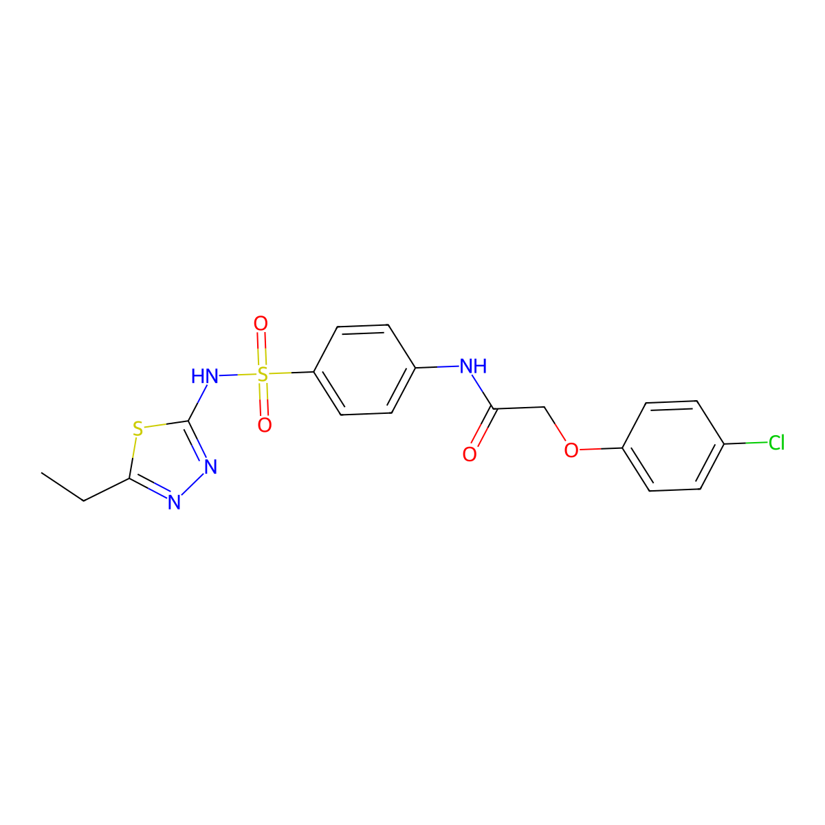 2-(4-chlorophenoxy)-N-{4-[(5-ethyl-1,3,4-thiadiazol-2-yl)sulfamoyl]phenyl}acetamide molecular structure, CAS 307507-64-8