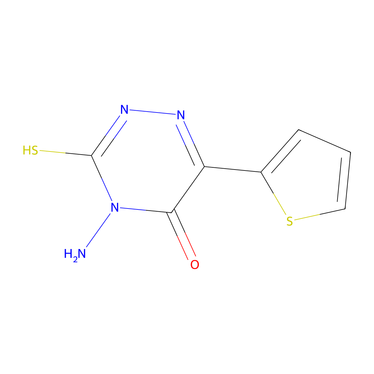 4-amino-3-sulfanyl-6-thien-2-yl-1,2,4-triazin-5(4H)-one molecular structure, CAS 307507-79-5