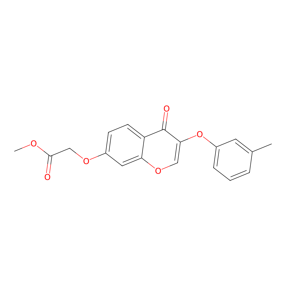 Methyl 2-[3-(3-methylphenoxy)-4-oxochromen-7-yloxy]acetate molecular structure, CAS 307507-82-0