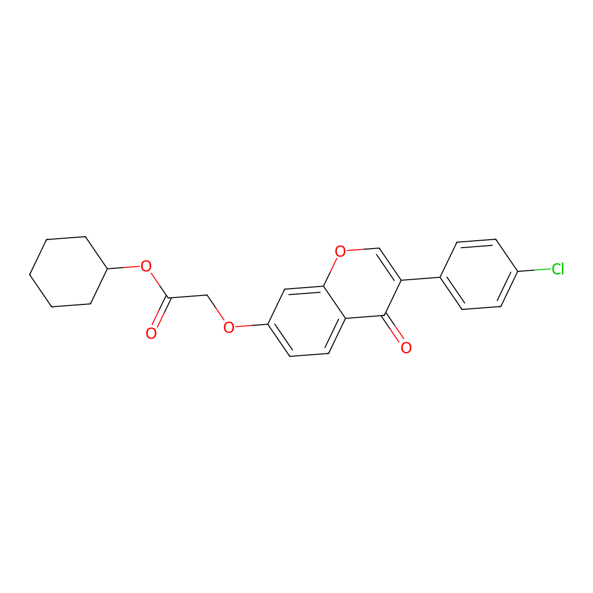 Cyclohexyl 2-[3-(4-chlorophenyl)-4-oxochromen-7-yloxy]acetate molecular structure, CAS 307507-87-5
