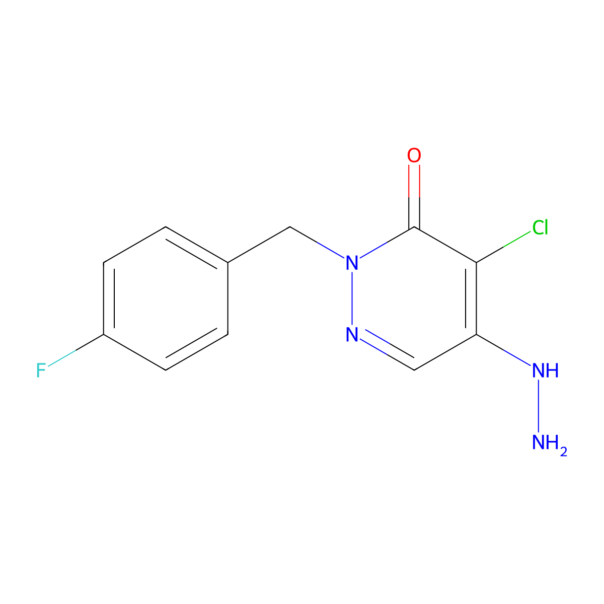4-chloro-2-(4-fluorobenzyl)-5-hydrazinylpyridazin-3(2H)-one molecular structure, CAS 307508-09-4