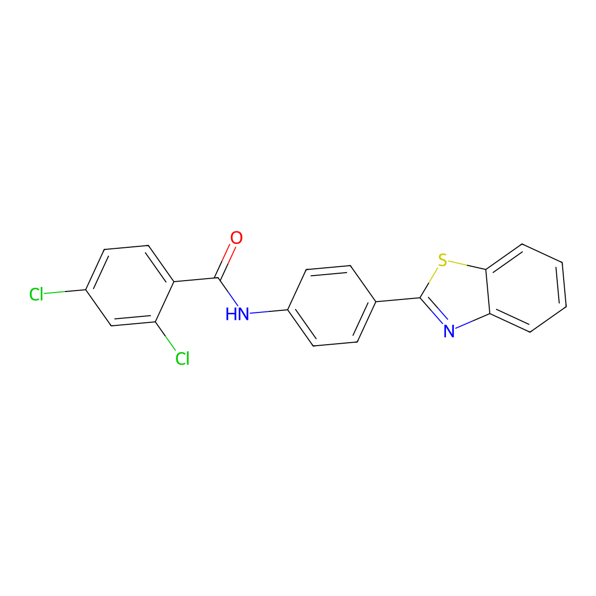 N-[4-(1,3-benzothiazol-2-yl)phenyl]-2,4-dichlorobenzamide molecular structure, CAS 307509-17-7