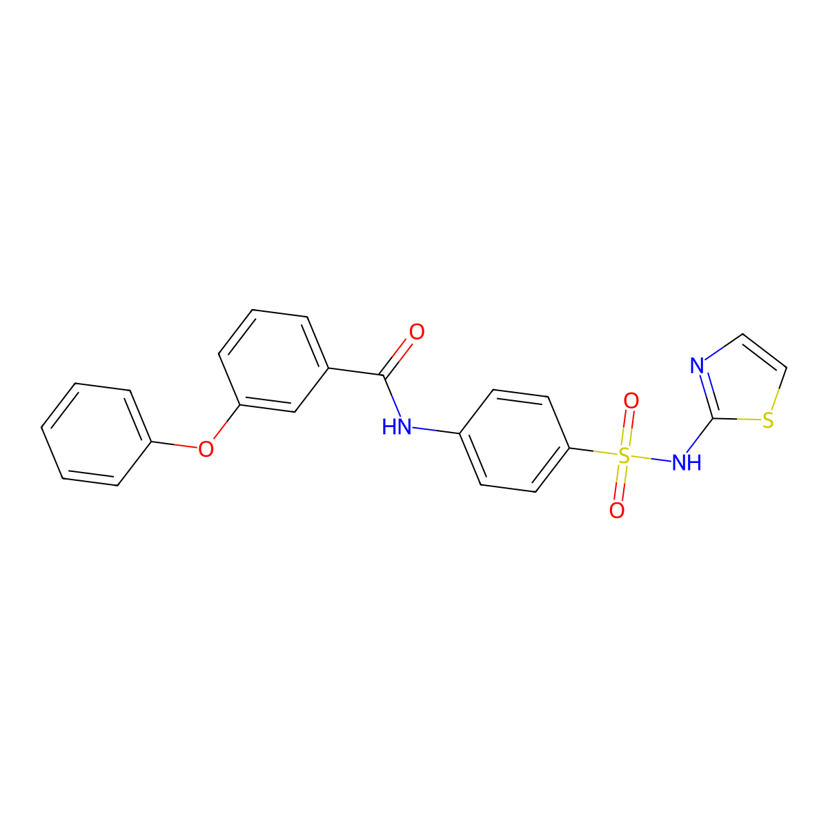 3-phenoxy-N-(4-(N-(thiazol-2-yl)sulfamoyl)phenyl)benzamide molecular structure, CAS 307509-29-1