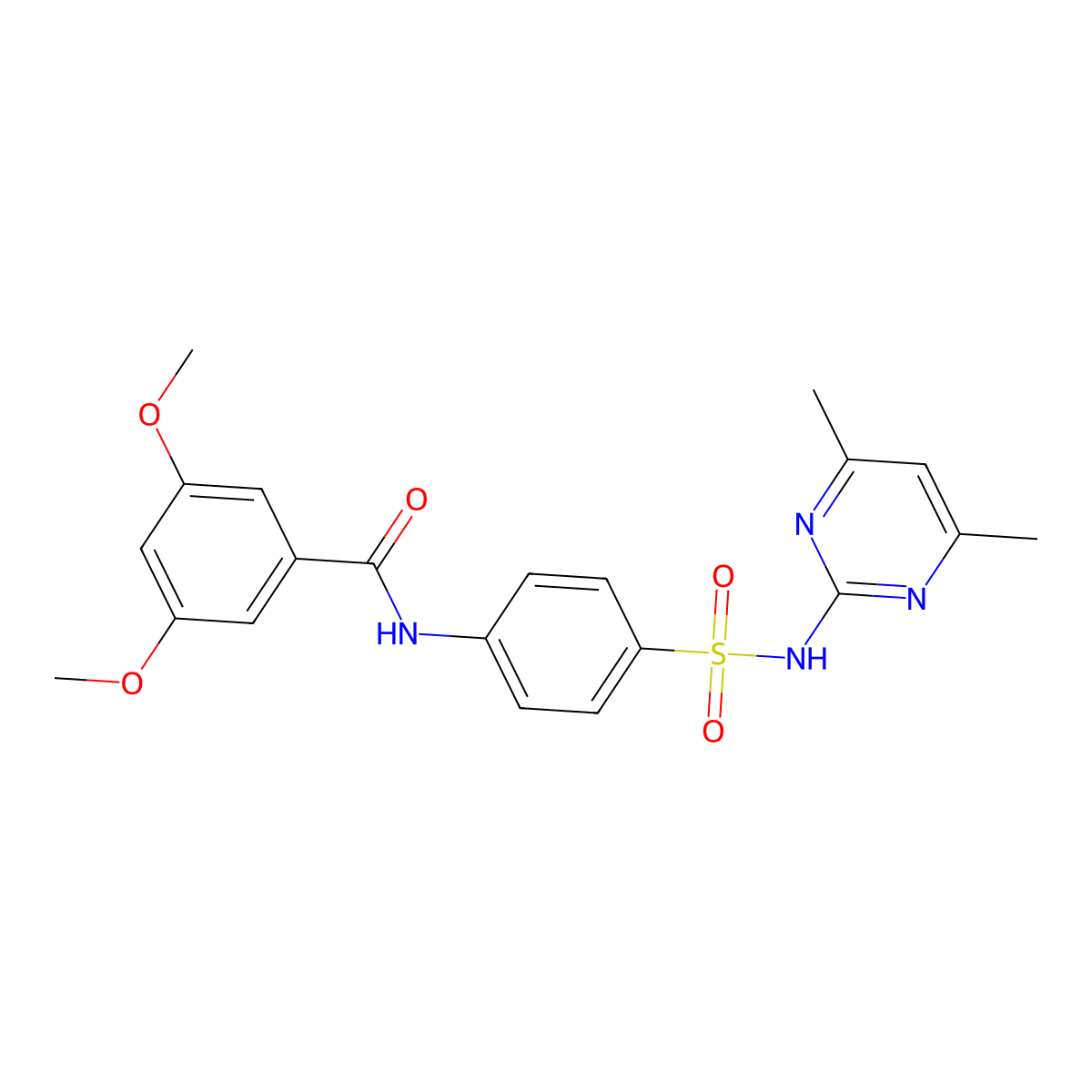 N-(4-{[(4,6-dimethyl-2-pyrimidinyl)amino]sulfonyl}phenyl)-3,5-dimethoxybenzamide molecular structure, CAS 307509-39-3