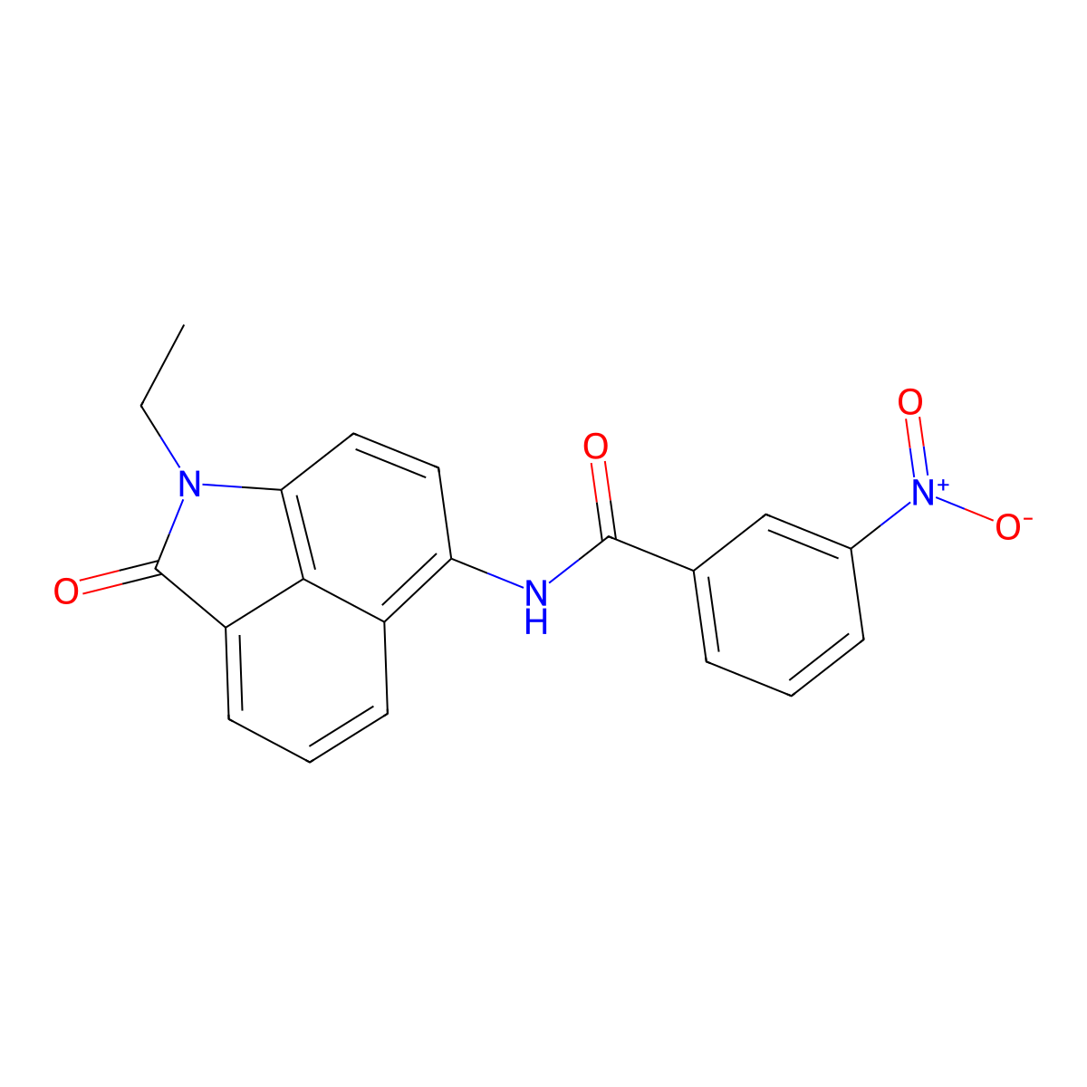 N-(1-ethyl-2-oxo-1,2-dihydrobenzo[cd]indol-6-yl)-3-nitrobenzamide molecular structure, CAS 307509-47-3