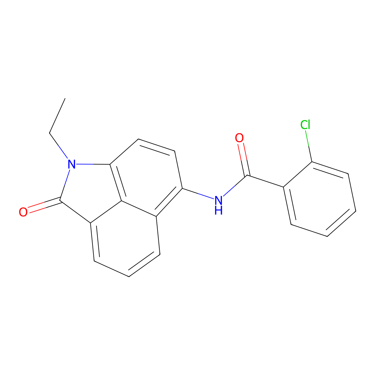 2-chloro-N-(1-ethyl-2-oxo-1,2-dihydrobenzo[cd]indol-6-yl)benzamide molecular structure, CAS 307509-49-5
