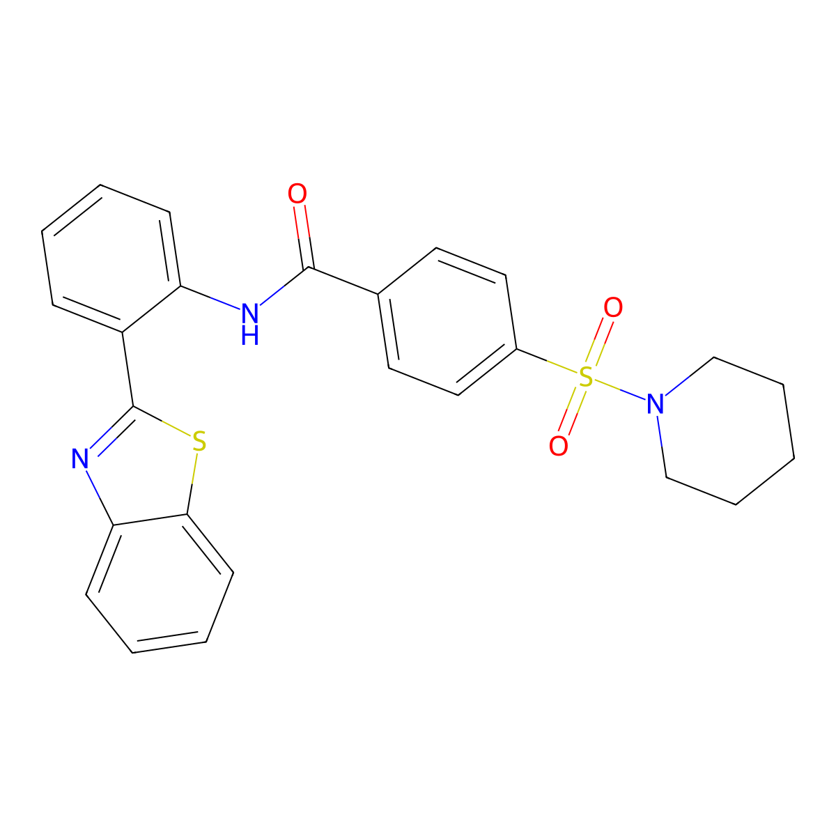 N-(2-(benzo[d]thiazol-2-yl)phenyl)-4-(piperidin-1-ylsulfonyl)benzamide molecular structure, CAS 307509-51-9