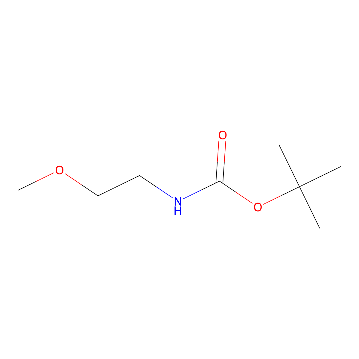 Tert-butyl N-(2-methoxyethyl)carbamate molecular structure, CAS 30751-70-3