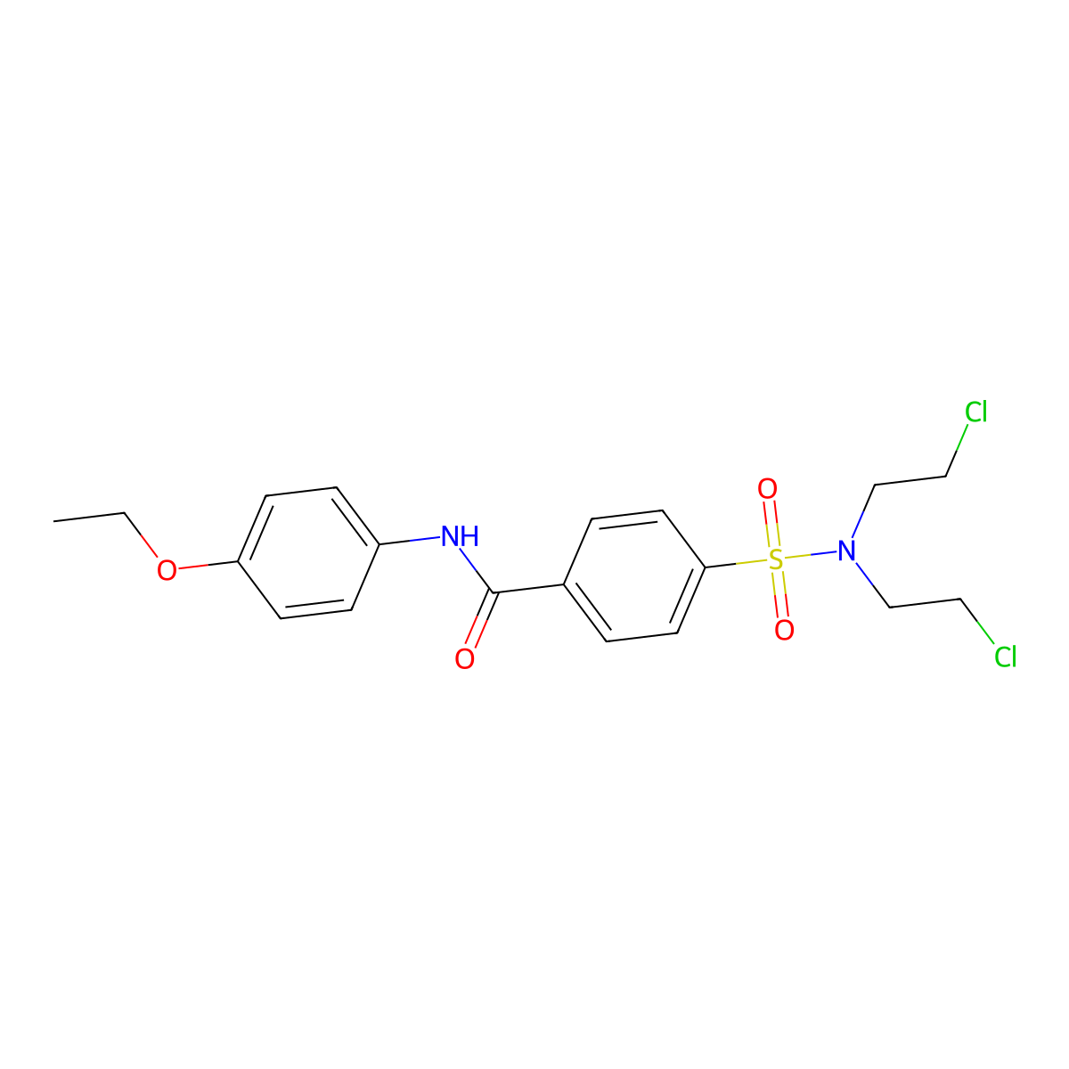 4-[bis(2-chloroethyl)sulfamoyl]-N-(4-ethoxyphenyl)benzamide molecular structure, CAS 307510-42-5