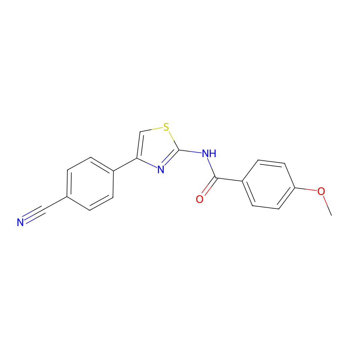N-(4-(4-cyanophenyl)thiazol-2-yl)-4-methoxybenzamide molecular structure, CAS 307510-53-8