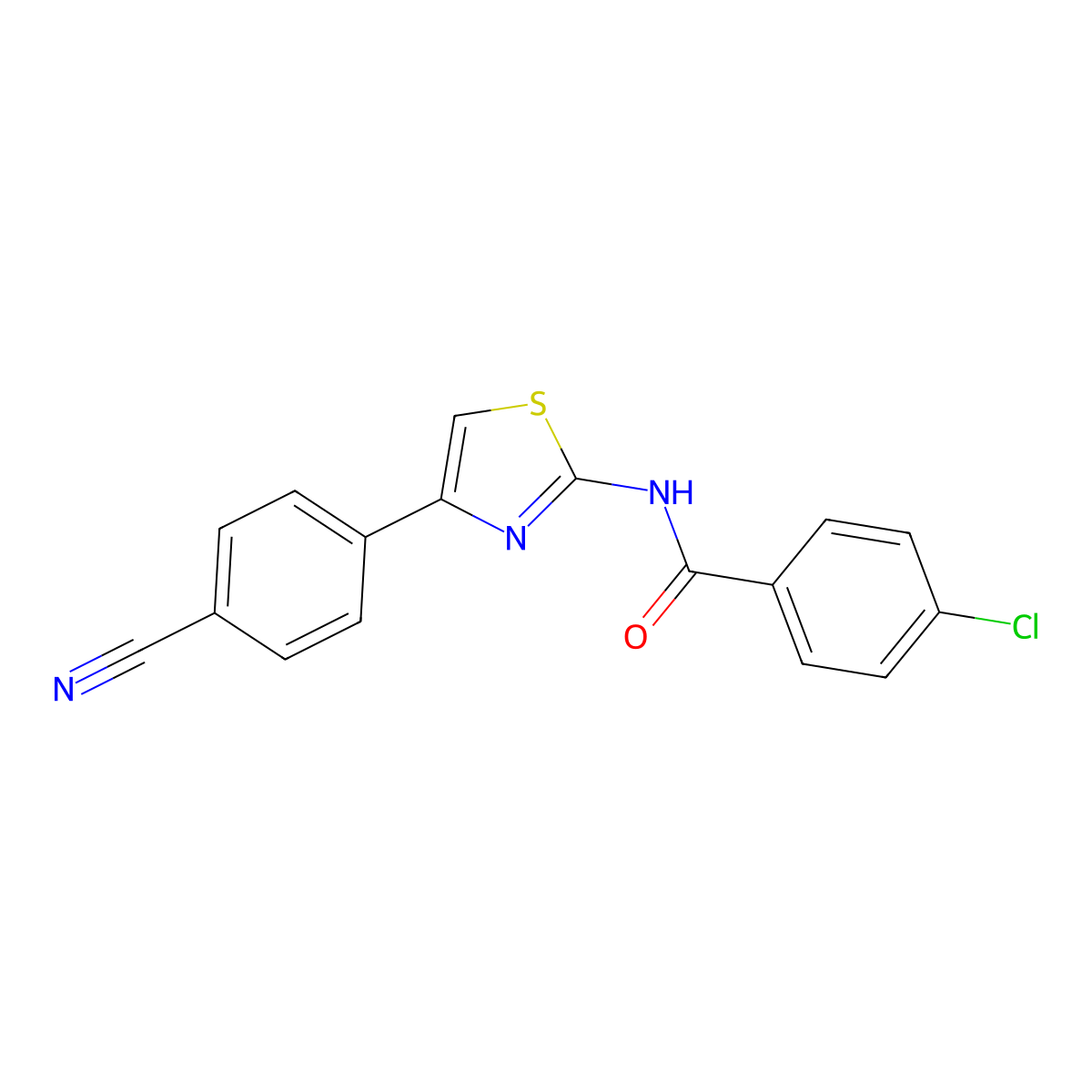 4-chloro-N-[4-(4-cyanophenyl)-1,3-thiazol-2-yl]benzamide molecular structure, CAS 307510-54-9