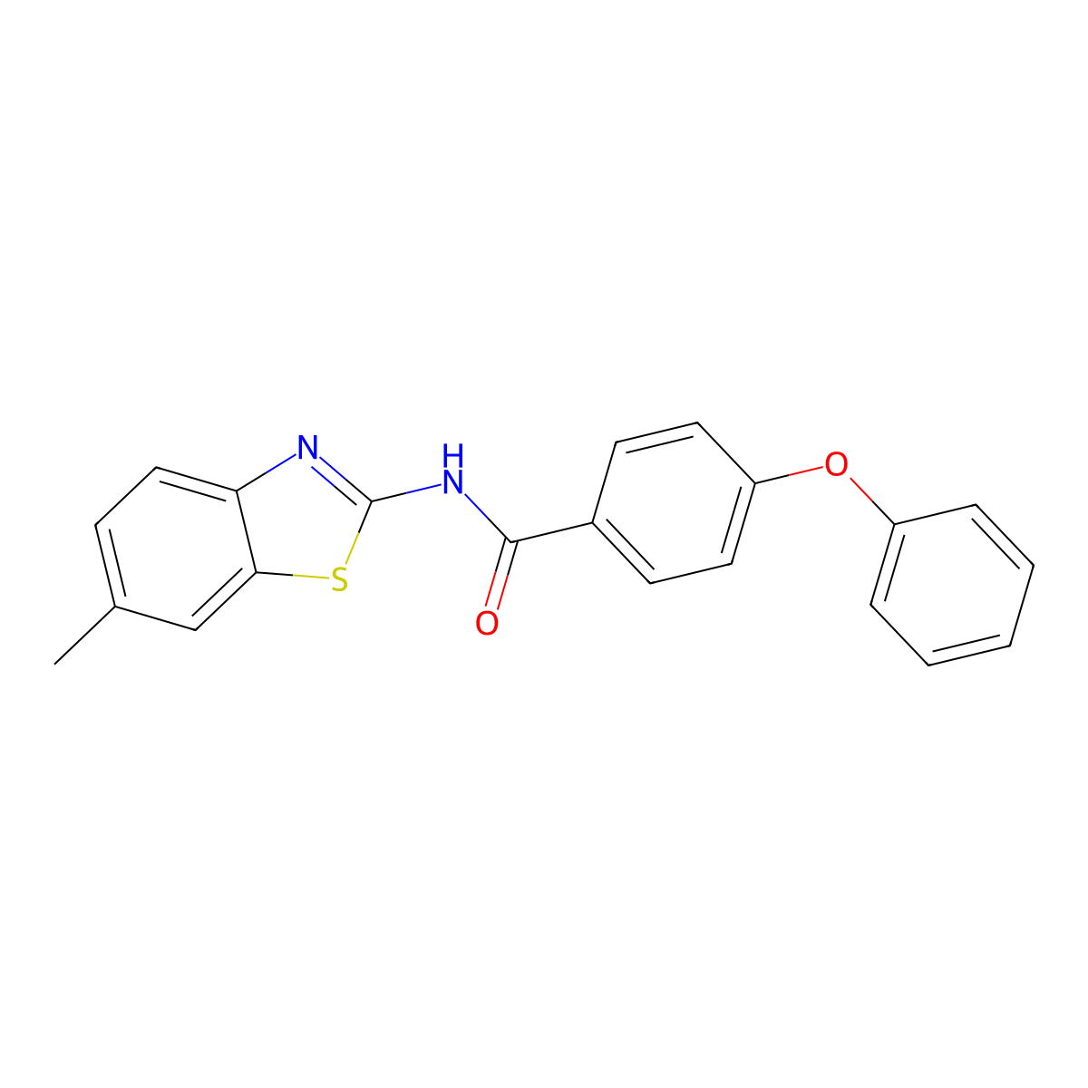N-(6-methylbenzo[d]thiazol-2-yl)-4-phenoxybenzamide molecular structure, CAS 307510-56-1
