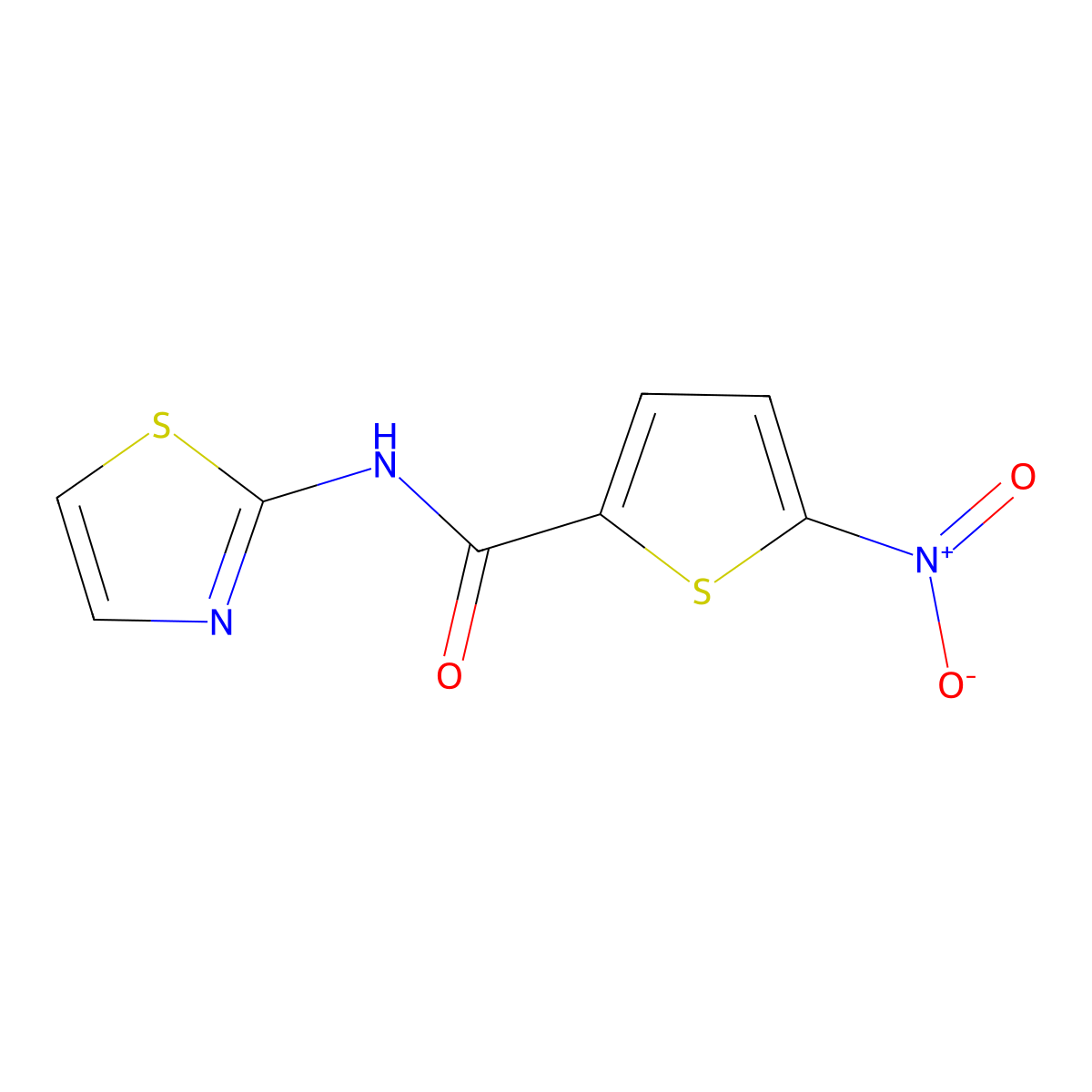 5-nitro-N-(1,3-thiazol-2-yl)thiophene-2-carboxamide molecular structure, CAS 307510-61-8