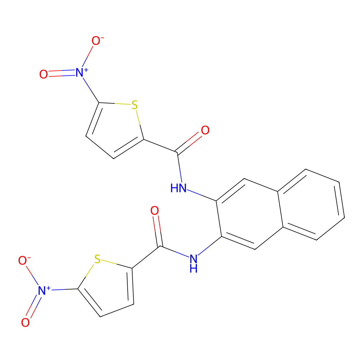 5-nitro-N-[3-[(5-nitrothiophene-2-carbonyl)amino]naphthalen-2-yl]thiophene-2-carboxamide molecular structure, CAS 307510-64-1