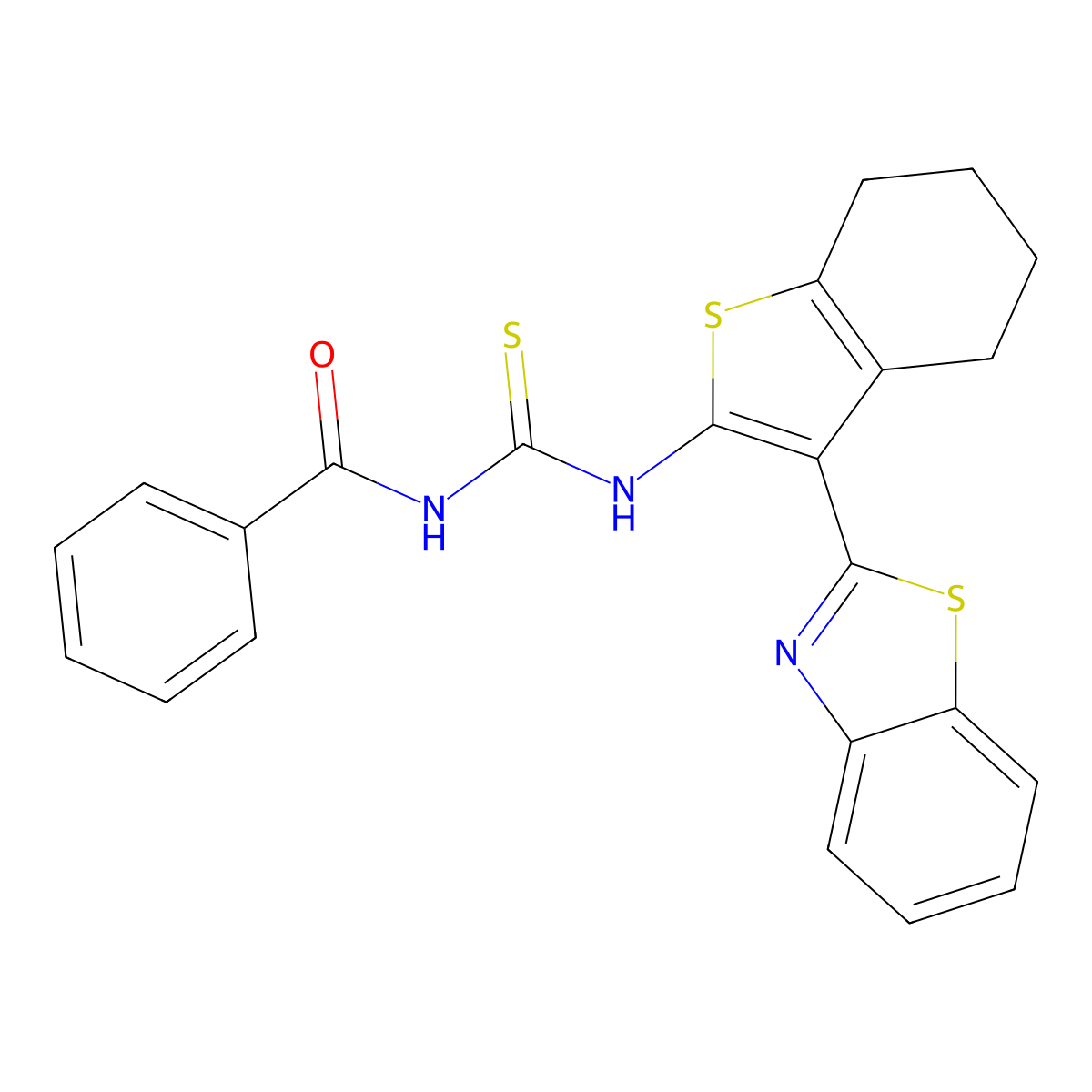 N-[[3-(1,3-benzothiazol-2-yl)-4,5,6,7-tetrahydro-1-benzothiophen-2-yl]carbamothioyl]benzamide molecular structure, CAS 307510-66-3