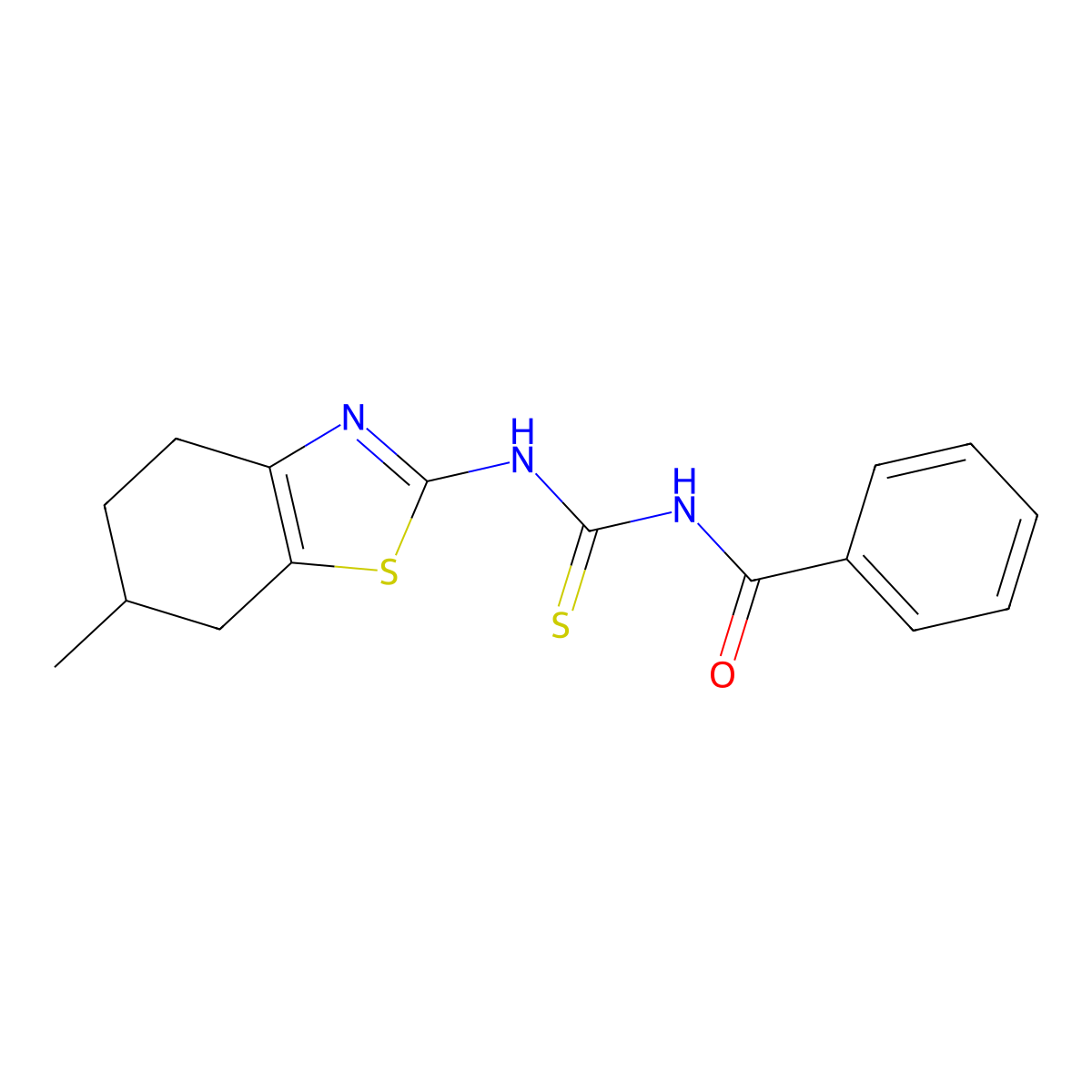 N-((6-methyl-4,5,6,7-tetrahydrobenzo[d]thiazol-2-yl)carbamothioyl)benzamide molecular structure, CAS 307510-70-9