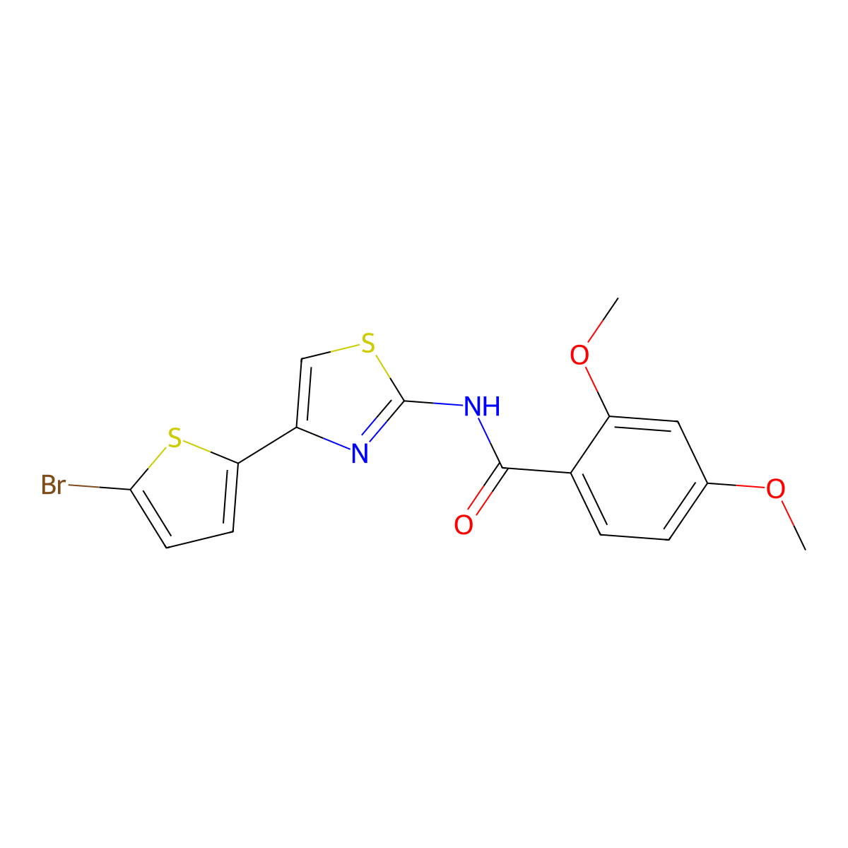 N-[4-(5-bromothiophen-2-yl)-1,3-thiazol-2-yl]-2,4-dimethoxybenzamide molecular structure, CAS 307510-73-2