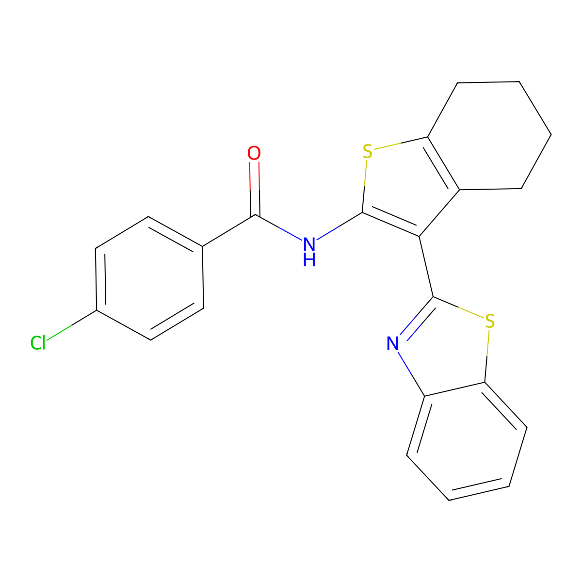 N-[3-(1,3-benzothiazol-2-yl)-4,5,6,7-tetrahydro-1-benzothiophen-2-yl]-4-chlorobenzamide molecular structure, CAS 307510-74-3