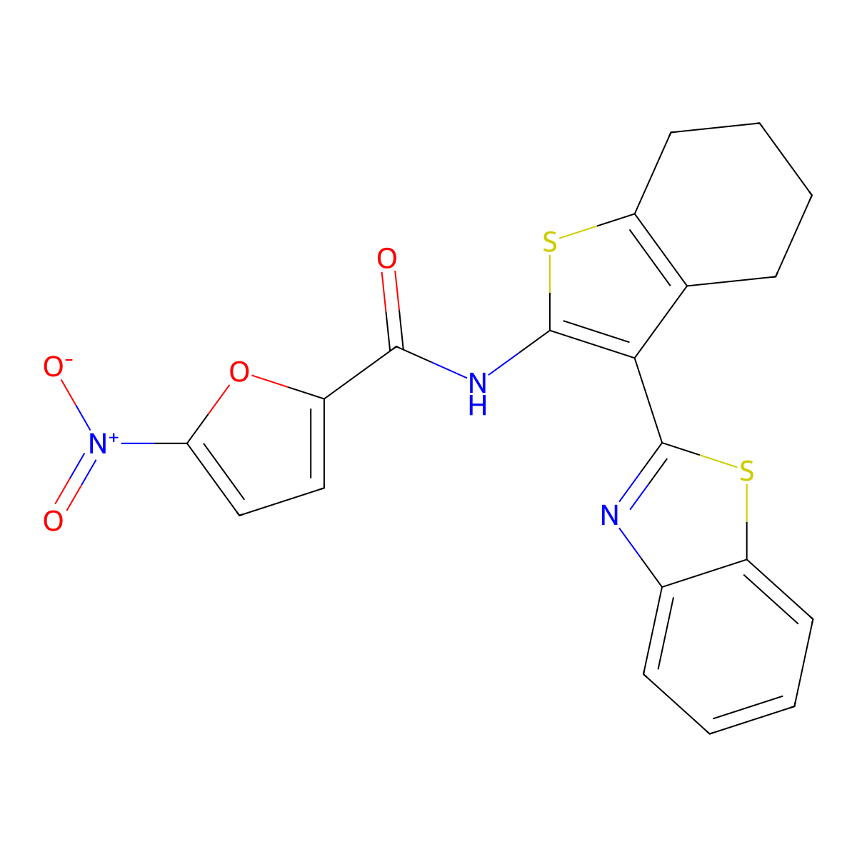 N-[3-(1,3-benzothiazol-2-yl)-4,5,6,7-tetrahydro-1-benzothiophen-2-yl]-5-nitrofuran-2-carboxamide molecular structure, CAS 307510-77-6