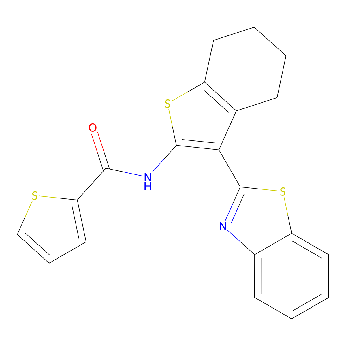 N-[3-(1,3-benzothiazol-2-yl)-4,5,6,7-tetrahydro-1-benzothiophen-2-yl]thiophene-2-carboxamide molecular structure, CAS 307510-78-7