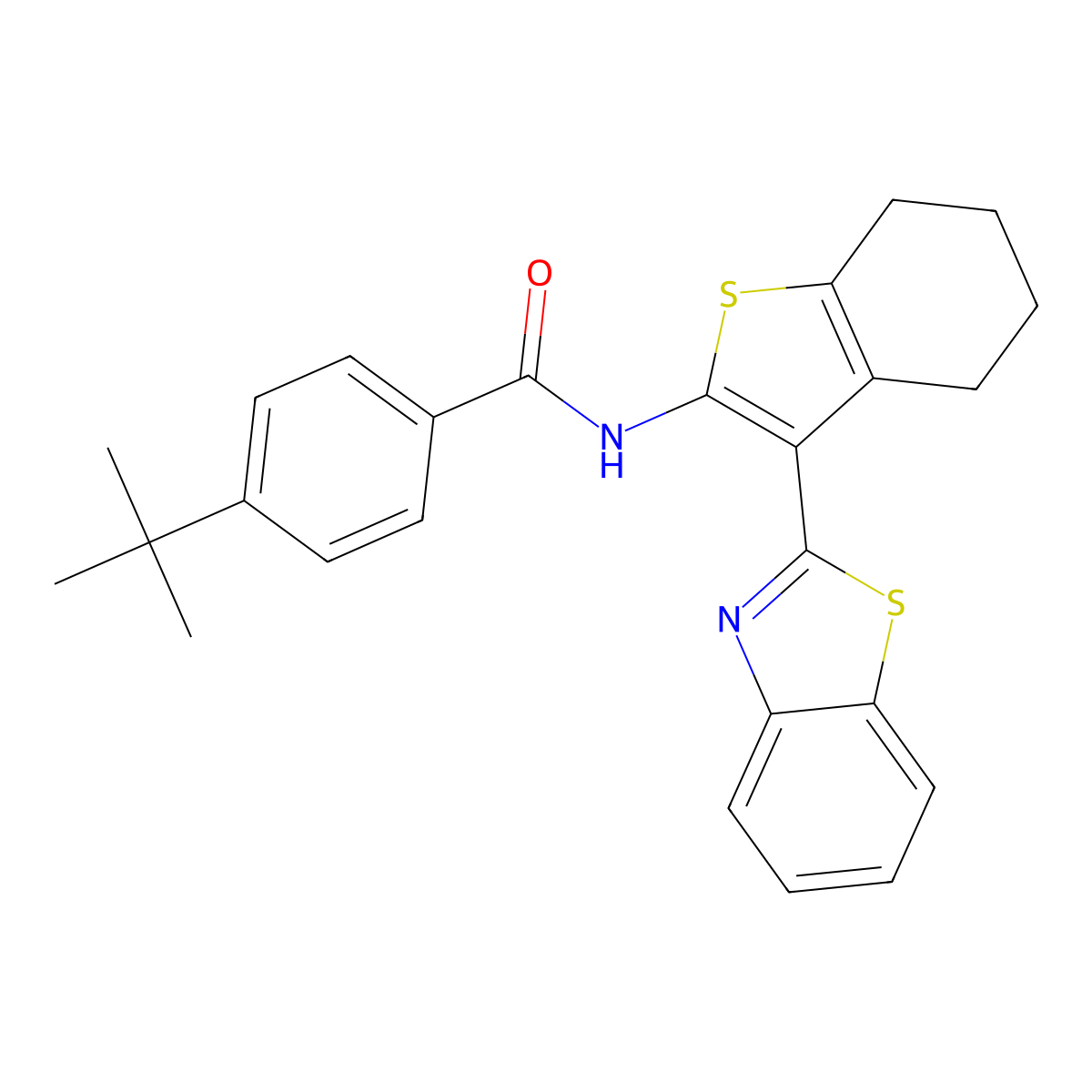 N-[3-(1,3-benzothiazol-2-yl)-4,5,6,7-tetrahydro-1-benzothiophen-2-yl]-4-tert-butylbenzamide molecular structure, CAS 307510-79-8