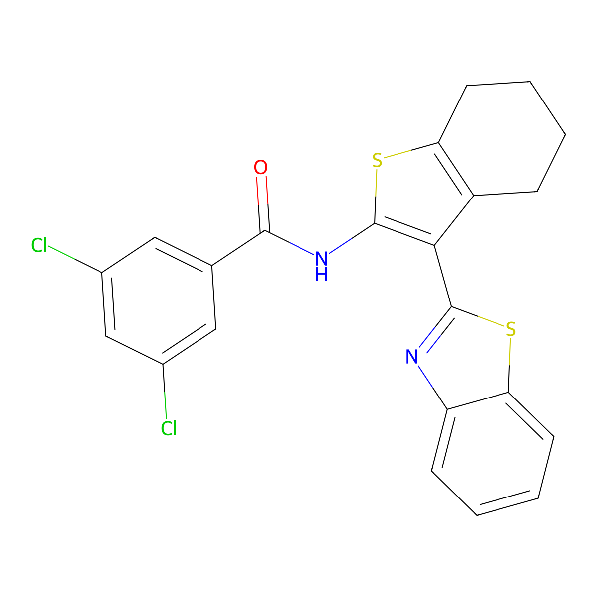 N-[3-(1,3-benzothiazol-2-yl)-4,5,6,7-tetrahydro-1-benzothiophen-2-yl]-3,5-dichlorobenzamide molecular structure, CAS 307510-82-3