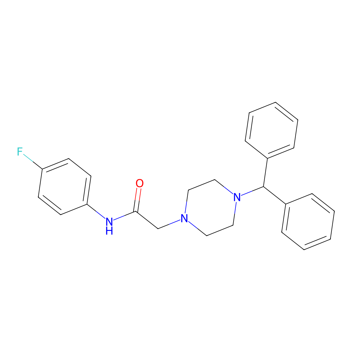 2-(4-benzhydryl-1-piperazinyl)-N-(4-fluorophenyl)acetamide molecular structure, CAS 307511-27-9