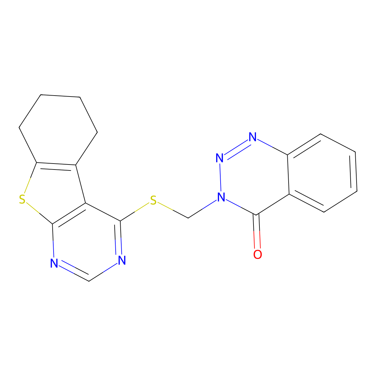 3-[(5,6,7,8-tetrahydro[1]benzothieno[2,3-d]pyrimidin-4-ylthio)methyl]-1,2,3-benzotriazin-4(3H)-one molecular structure, CAS 307511-34-8
