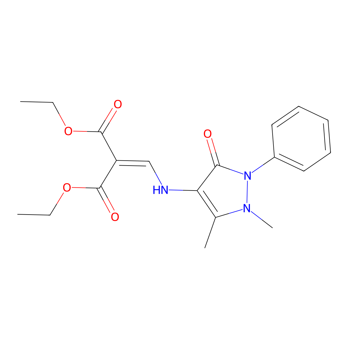 1,3-diethyl 2-{[(1,5-dimethyl-3-oxo-2-phenyl-2,3-dihydro-1H-pyrazol-4-yl)amino]methylidene}propanedioate molecular structure, CAS 307511-35-9