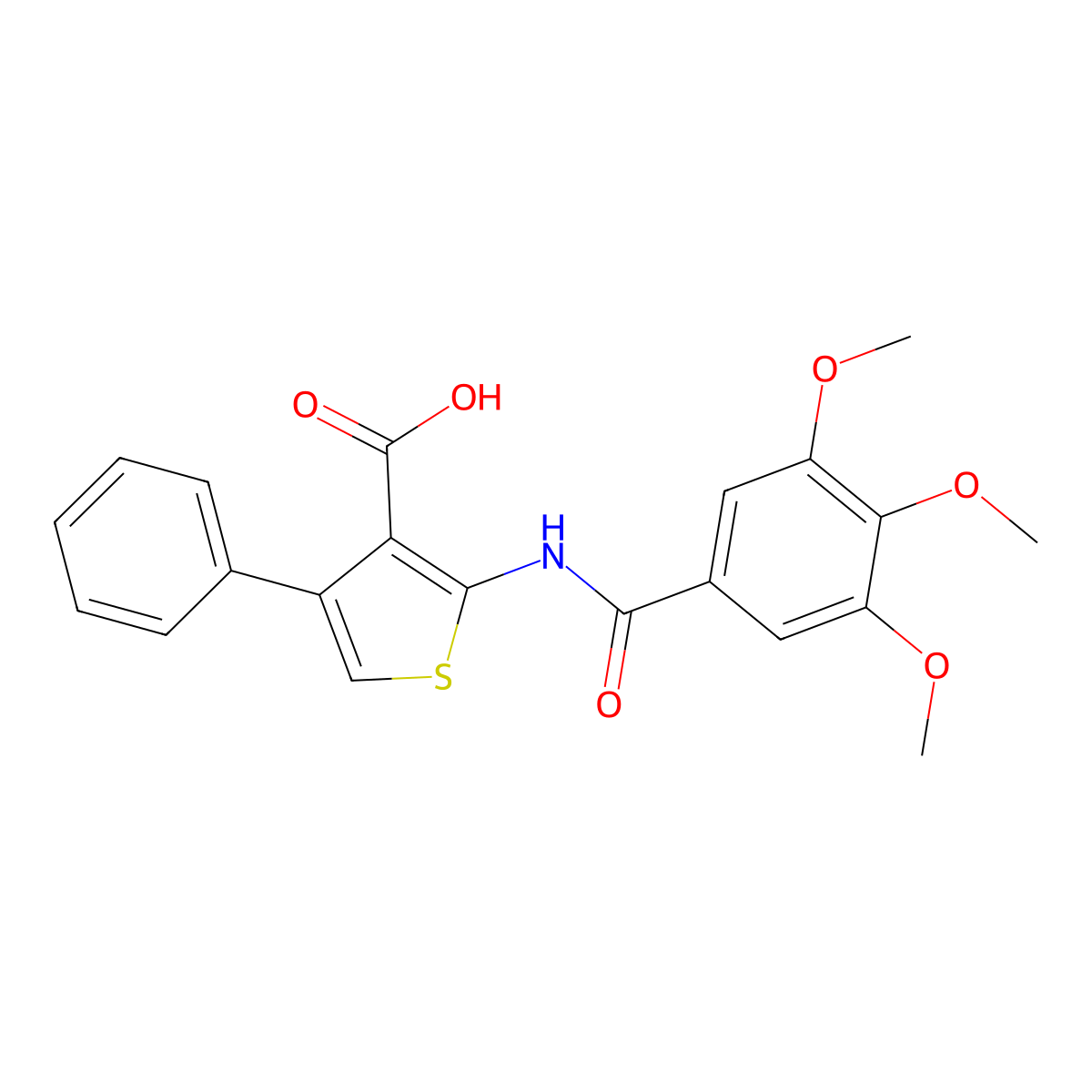 4-Phenyl-2-(3,4,5-trimethoxy-benzoylamino)-thiophene-3-carboxylic acid molecular structure, CAS 307511-40-6