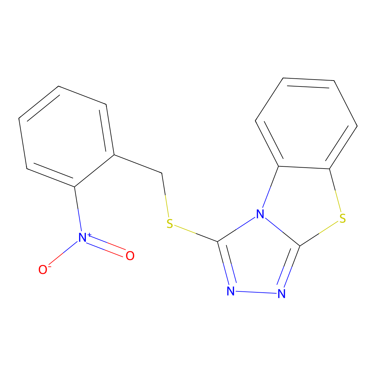 3-{[(2-Nitrophenyl)methyl]sulfanyl}-7-thia-2,4,5-triazatricyclo[6.4.0.0^{2,6}]dodeca-1(8),3,5,9,11-pentaene molecular structure, CAS 307511-48-4