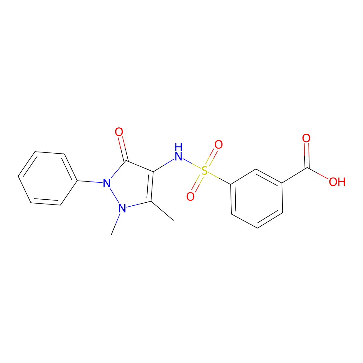 3-[(1,5-dimethyl-3-oxo-2-phenyl-2,3-dihydro-1H-pyrazol-4-yl)sulfamoyl]benzoic acid molecular structure, CAS 307511-52-0