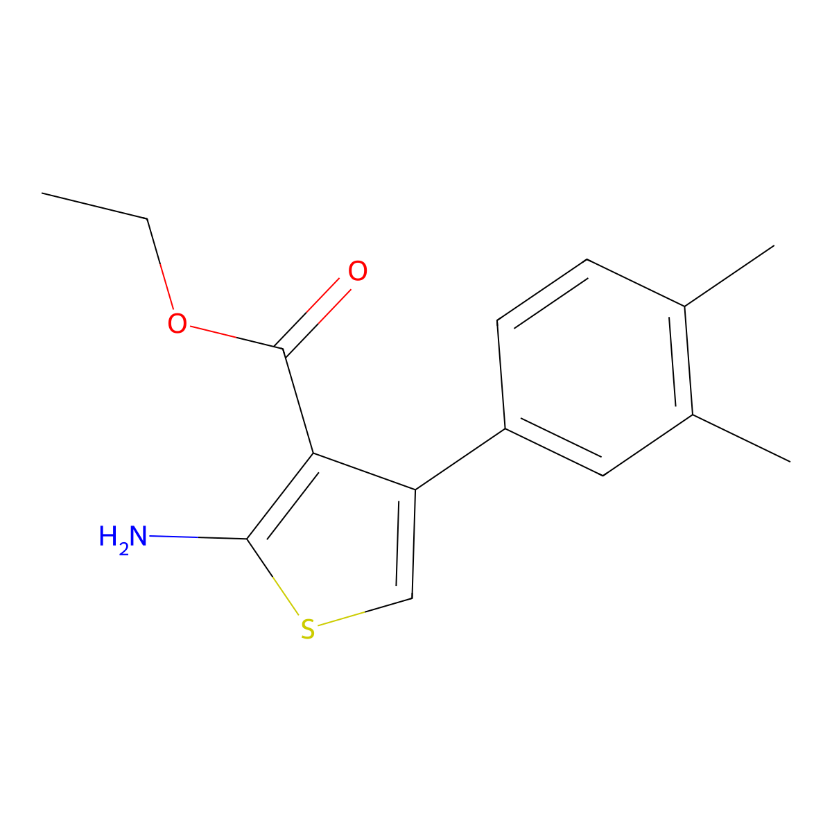 Ethyl 2-amino-4-(3,4-dimethylphenyl)thiophene-3-carboxylate molecular structure, CAS 307511-65-5