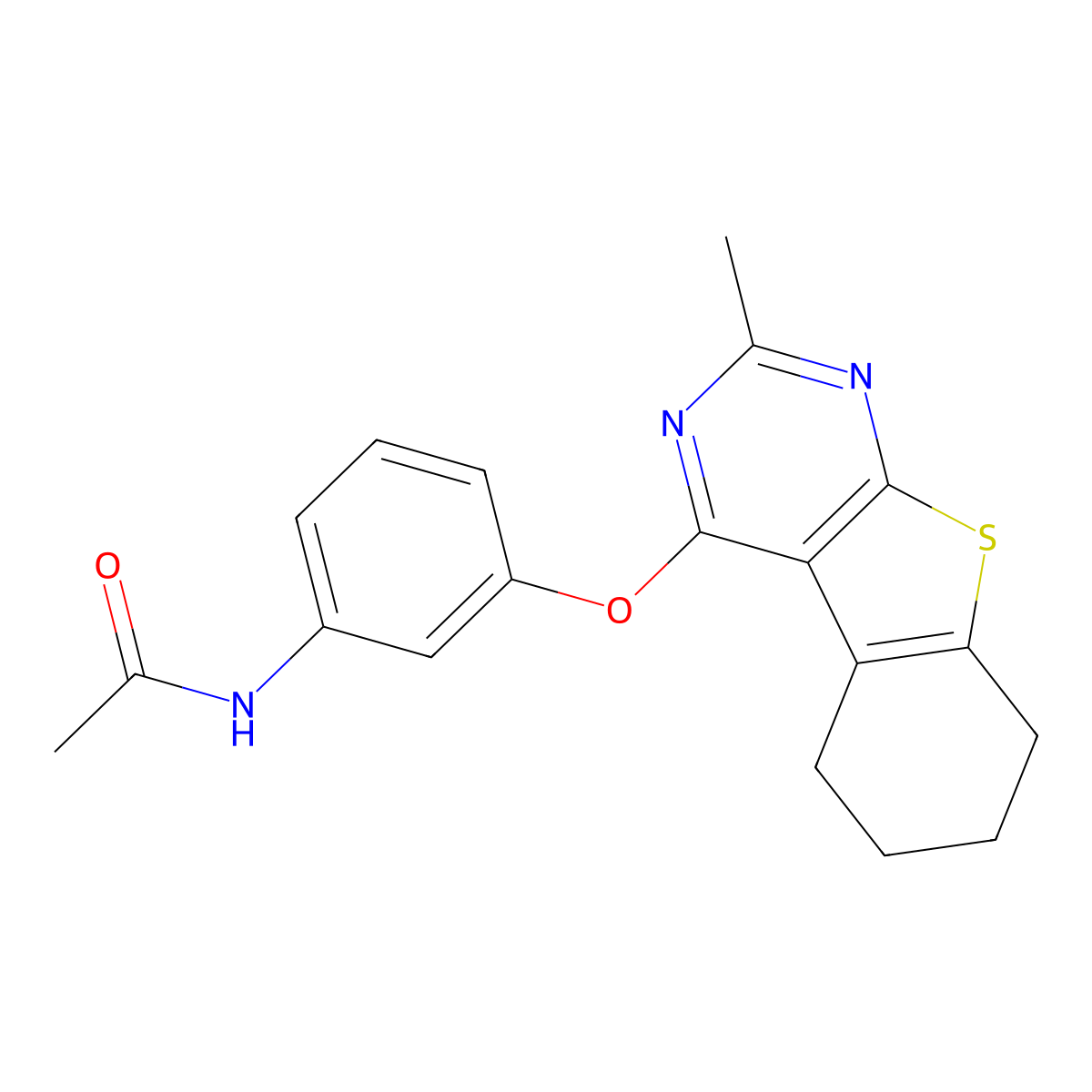N-[3-[(2-methyl-5,6,7,8-tetrahydro-[1]benzothiolo[2,3-d]pyrimidin-4-yl)oxy]phenyl]acetamide molecular structure, CAS 307511-73-5